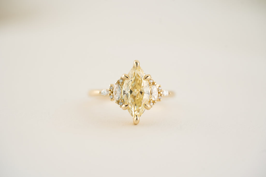 The Maeve 2 CT Marquise Yellow Diamond Ring - Lavender Creek Gems 