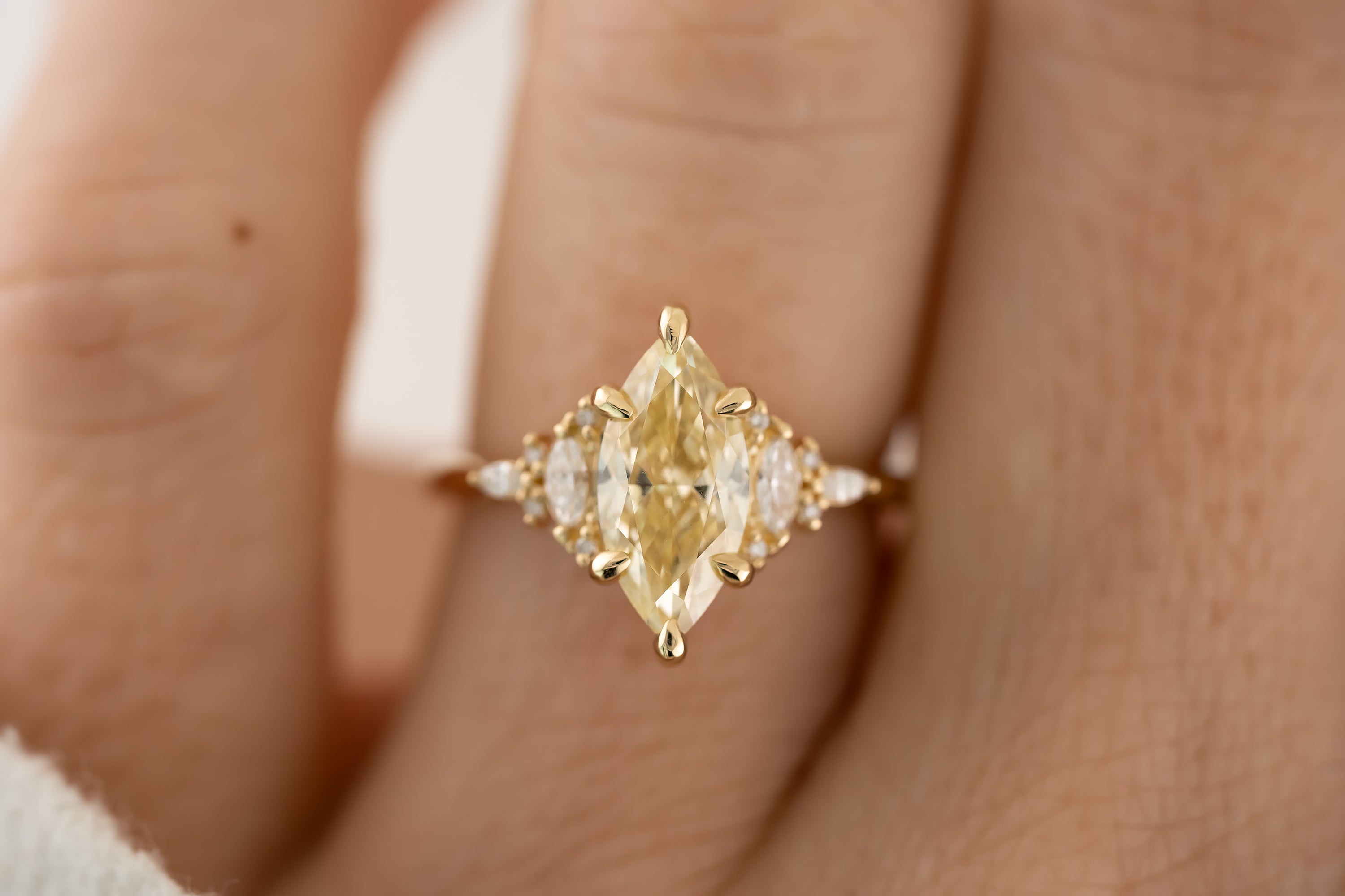The Maeve 2 CT Marquise Yellow Diamond Ring - Lavender Creek Gems 