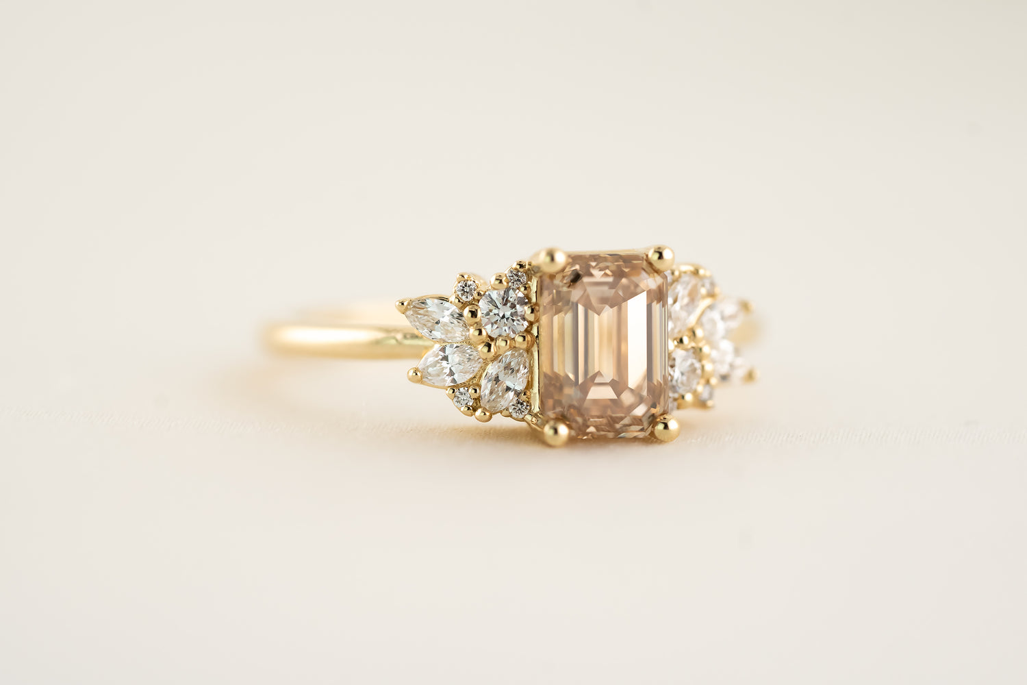 The Rosalie 1.46 CT Emerald Cut Champagne Diamond Ring - Lavender Creek Gems 