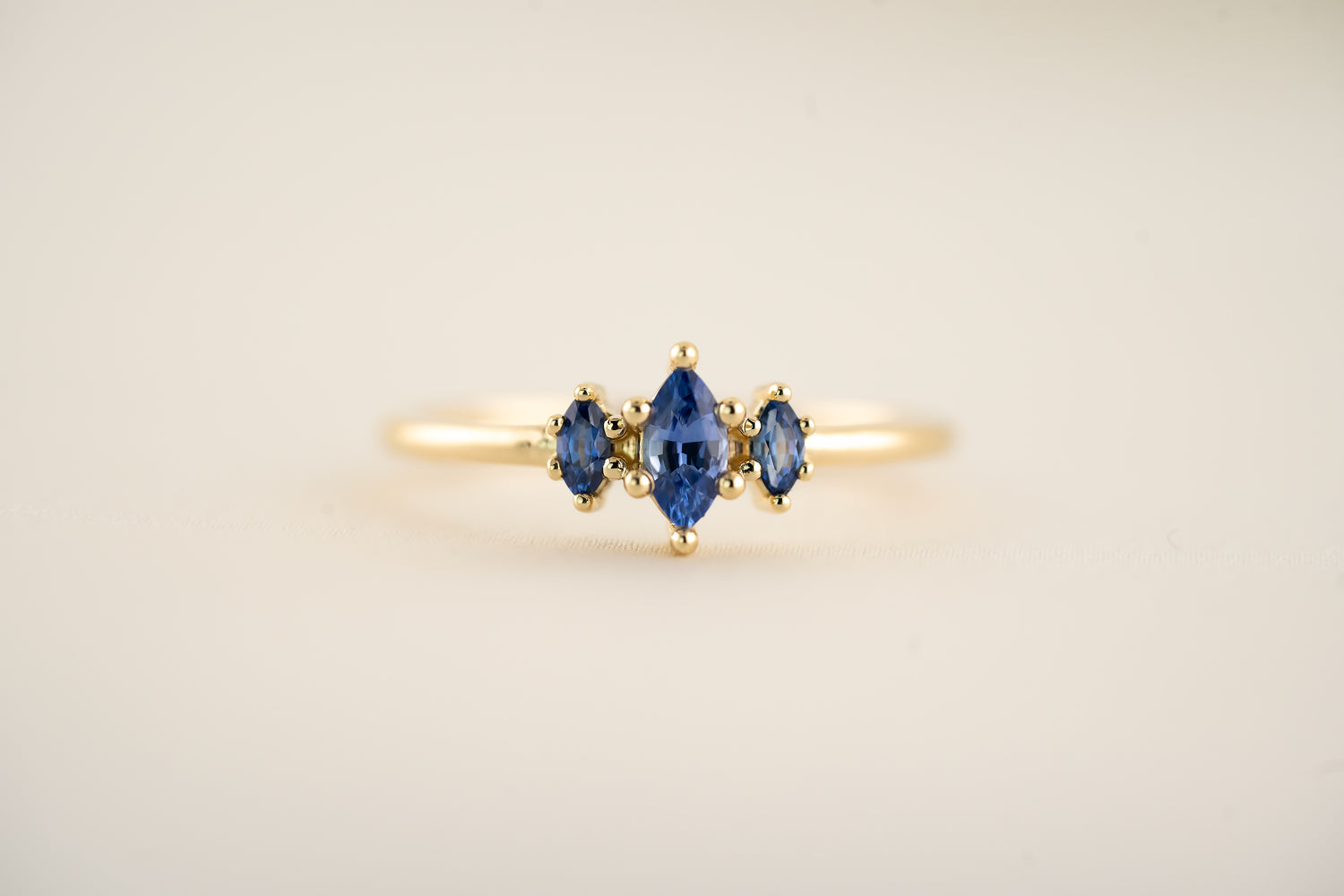 The Mini Triple Sapphire Ring - Royal Blue Sapphire - Lavender Creek Gems 