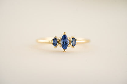 The Mini Triple Sapphire Ring - Royal Blue Sapphire - Lavender Creek Gems 