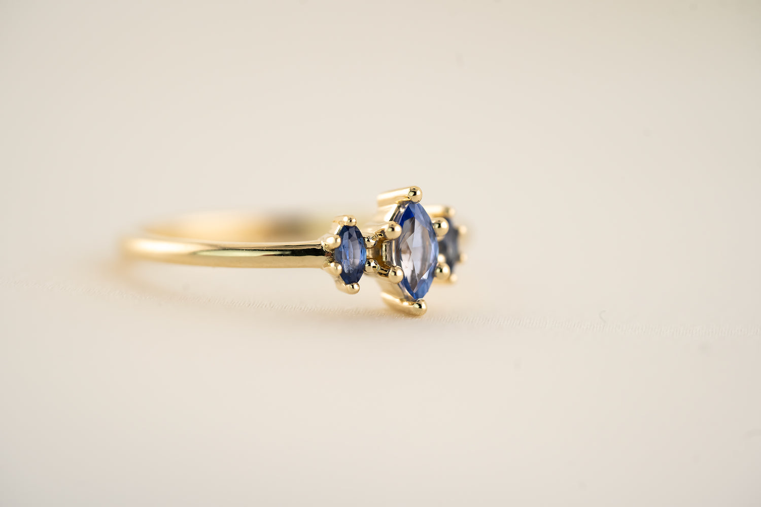 The Mini Triple Sapphire Ring - Royal Blue Sapphire - Lavender Creek Gems 