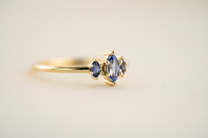 The Mini Triple Sapphire Ring - Royal Blue Sapphire - Lavender Creek Gems 