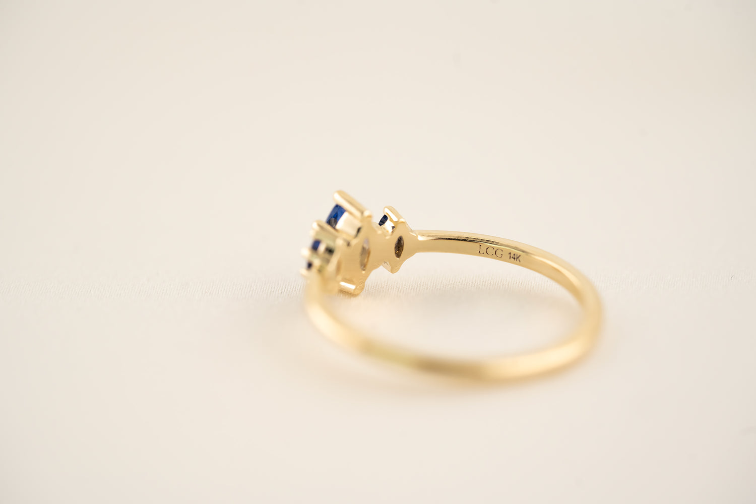 The Mini Triple Sapphire Ring - Royal Blue Sapphire - Lavender Creek Gems 