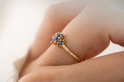 The Mini Triple Sapphire Ring - Royal Blue Sapphire - Lavender Creek Gems 