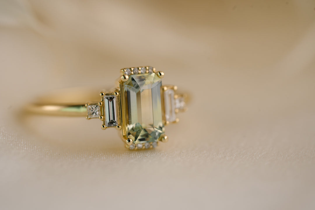 The Sura 1.37 CT Emerald Cut Bi-color Sapphire Ring