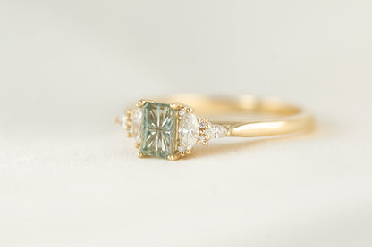 The Maeve Ring | 0.62 CT Rectangular Starbrite™ Teal Sapphire