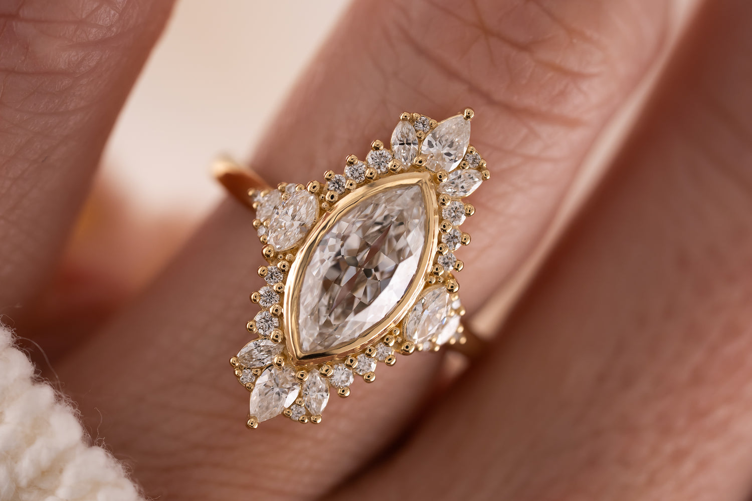 The Ethereal Ring | 2 CT Flower Cut Marquise  Diamond - Lavender Creek Gems 
