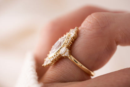 The Ethereal Ring | 2 CT Flower Cut Marquise  Diamond - Lavender Creek Gems 