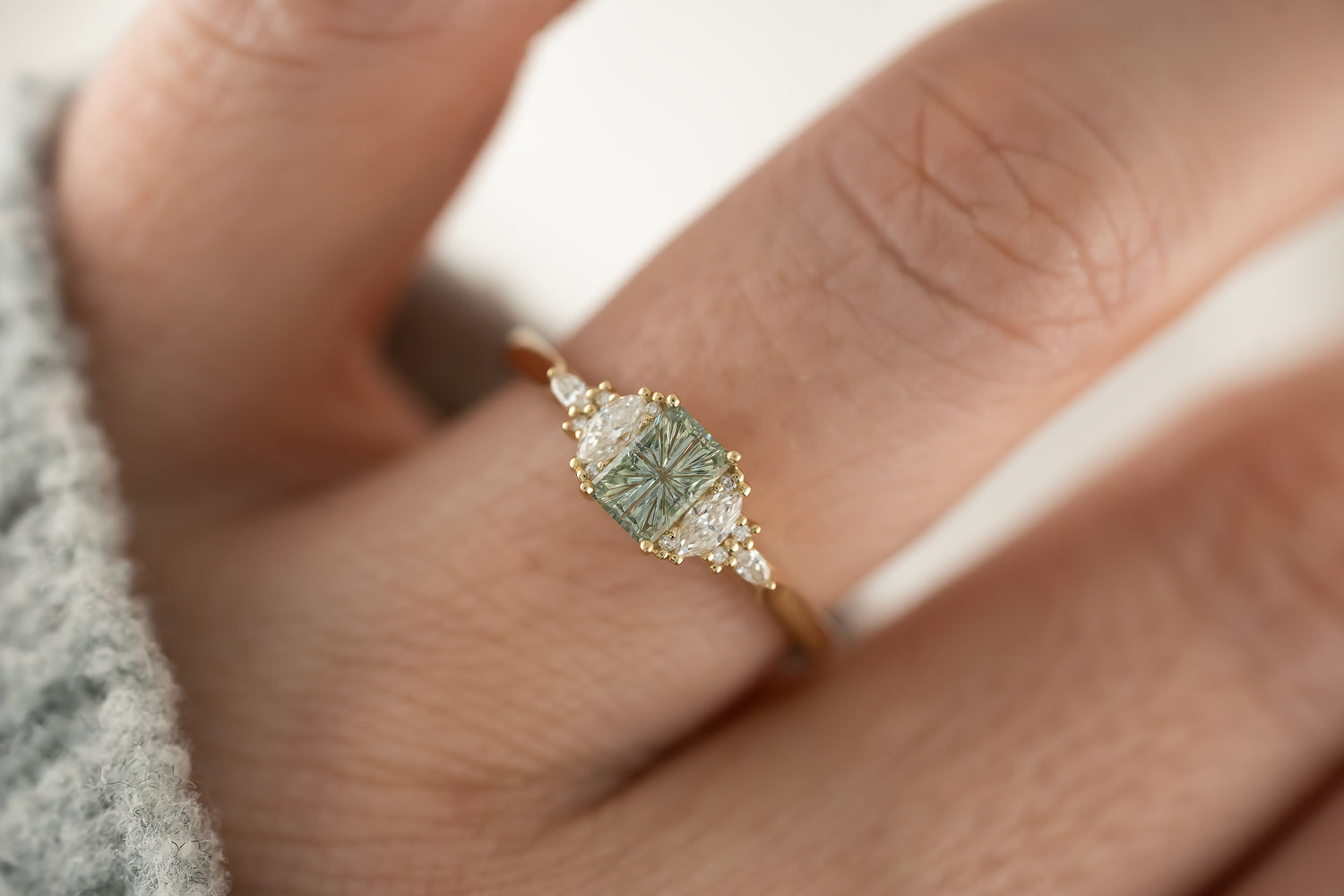 The Maeve Ring | 0.62 CT Rectangular Starbrite™ Teal Sapphire