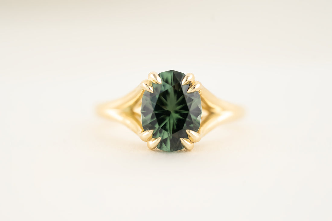 The Weaver Ring - 2.88 CT Oval Forest Green Tourmaline - Lavender Creek Gems 