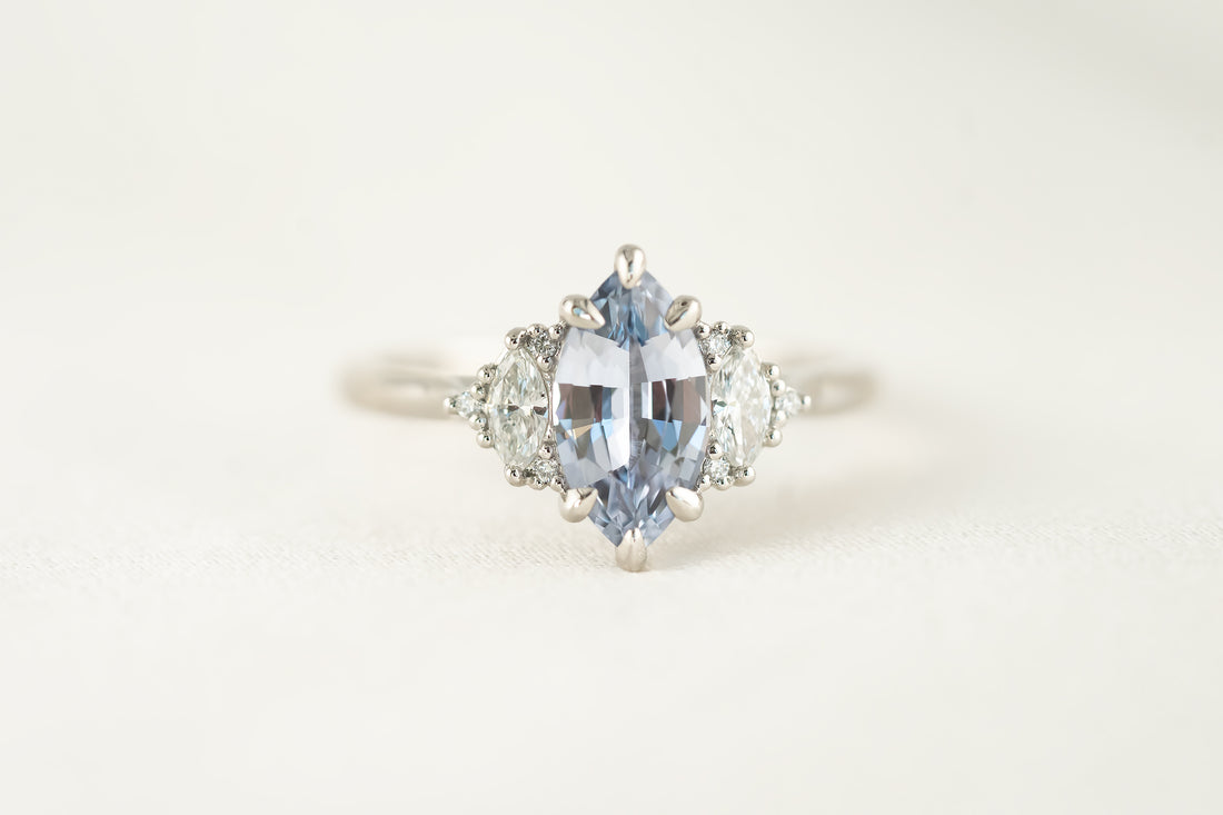 The Maren Ring | 1.44 CT Light Blue Marquise Sapphire