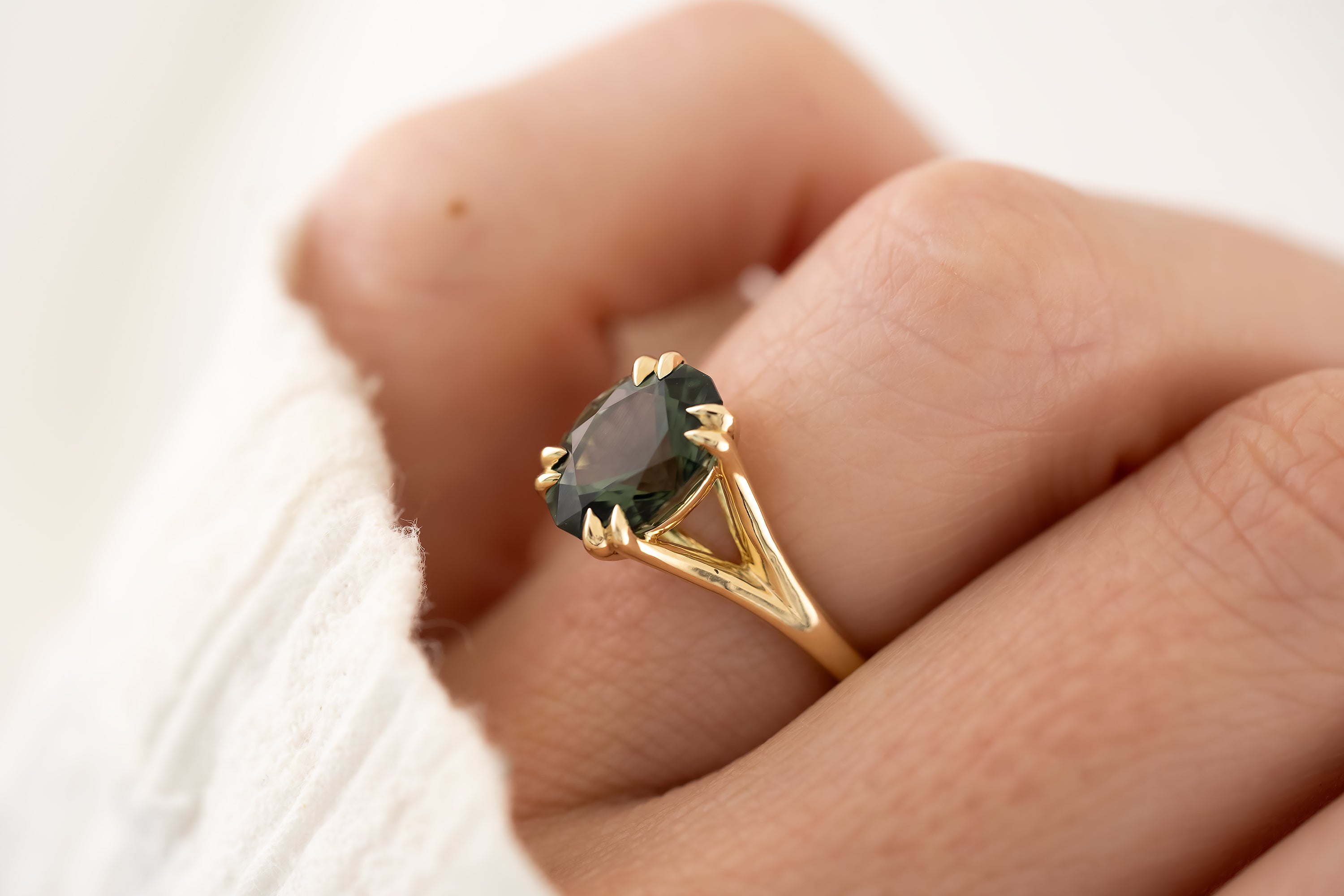 The Weaver Ring - 2.88 CT Oval Forest Green Tourmaline - Lavender Creek Gems 