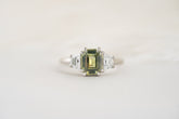 The Tría Ring | 1.9 CT Emerald Cut Green Sapphire - Lavender Creek Gems 