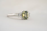 The Tría Ring | 1.9 CT Emerald Cut Green Sapphire - Lavender Creek Gems 