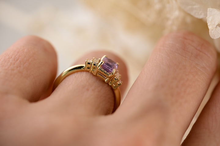 The Sura 1.2 CT Emerald Cut Purple Sapphire Ring