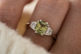 The Tría Ring | 1.9 CT Emerald Cut Green Sapphire - Lavender Creek Gems 
