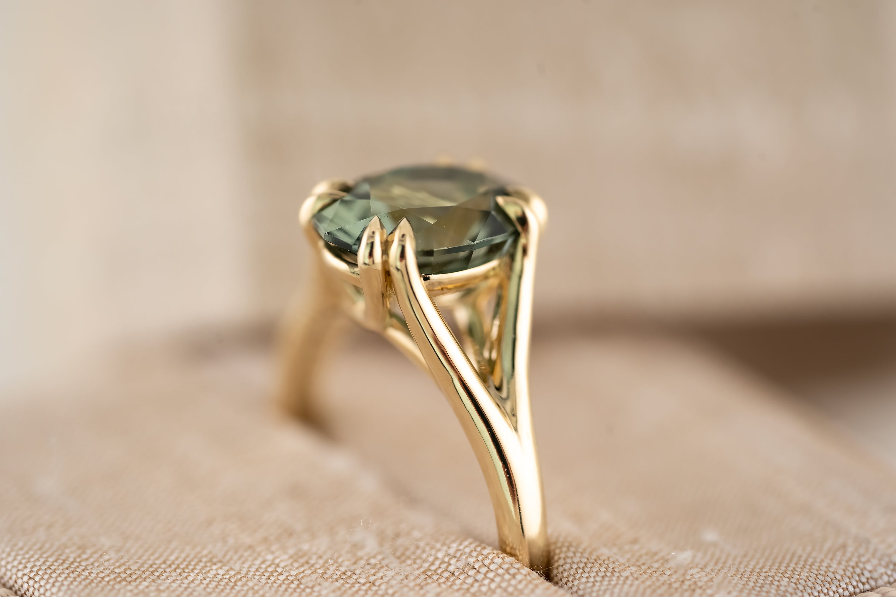 The Weaver Ring - 2.88 CT Oval Forest Green Tourmaline - Lavender Creek Gems 