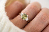 The Tría Ring | 1.9 CT Emerald Cut Green Sapphire - Lavender Creek Gems 