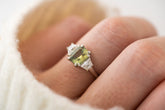 The Tría Ring | 1.9 CT Emerald Cut Green Sapphire - Lavender Creek Gems 