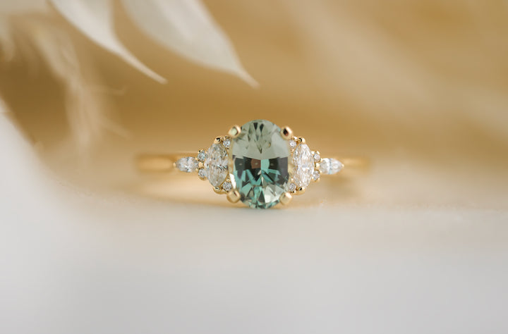 The Maeve 1.2 CT Pastel Blue/Green Sapphire Ring