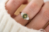 The Tría Ring | 1.9 CT Emerald Cut Green Sapphire - Lavender Creek Gems 