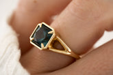 The Tara Ring - 3.3 CT Square Radiant Blue Tourmaline Ring - Lavender Creek Gems 