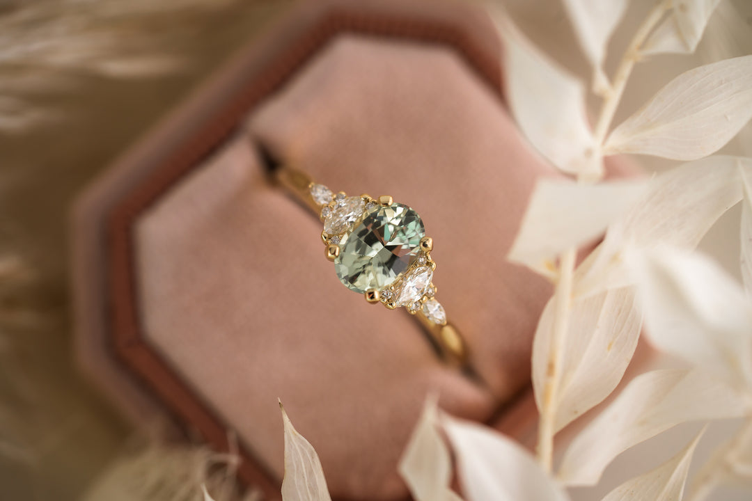 The Maeve 1.2 CT Pastel Blue/Green Sapphire Ring
