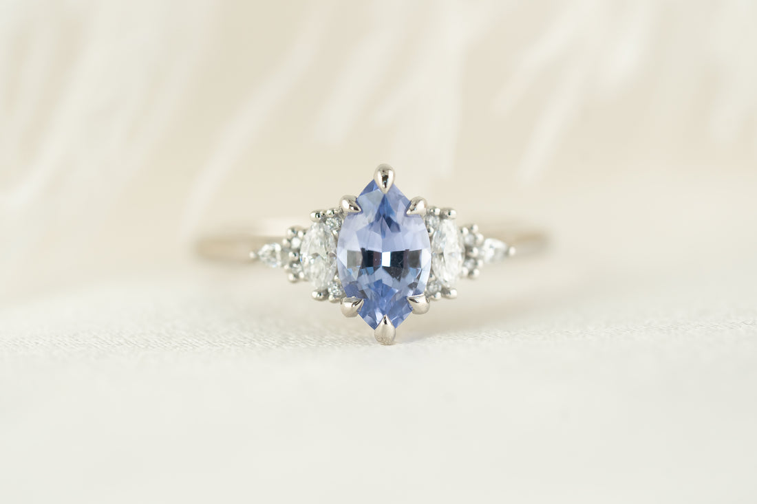 The Maeve Ring | 1.11 CT Marquise Light Blue Sapphire - Lavender Creek Gems
