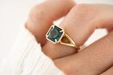 The Tara Ring - 3.3 CT Square Radiant Blue Tourmaline Ring - Lavender Creek Gems 