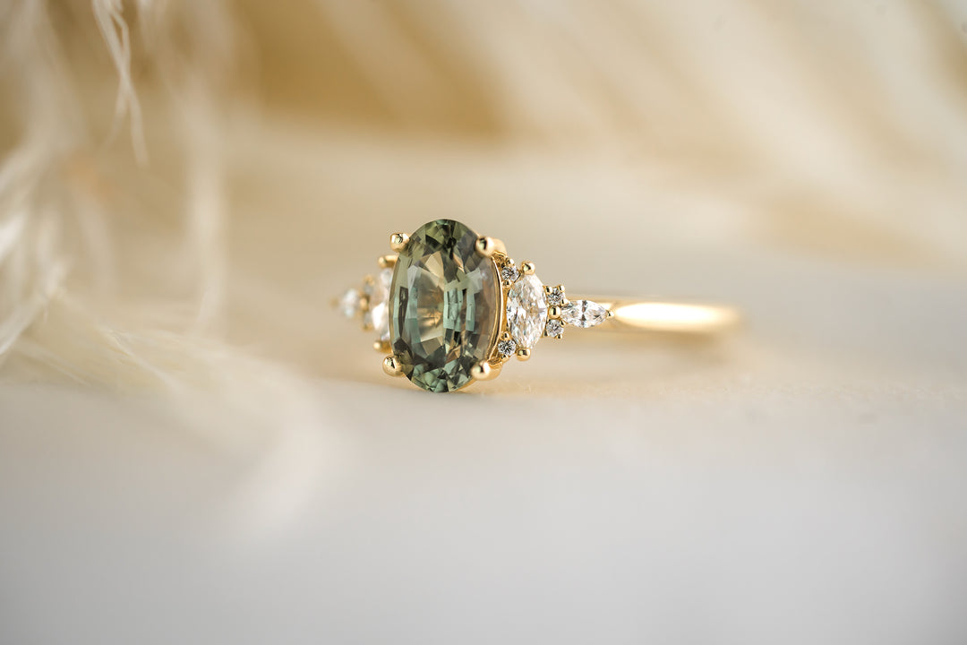 The Maeve 1.55 CT Oval Teal Sapphire Ring