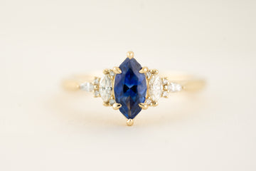 The Maeve - 0.72 CT Marquise Royal Blue Sapphire Ring - Lavender Creek Gems 