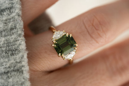 The Maren Ring | 3.99 CT Emerald Cut Green Sapphire