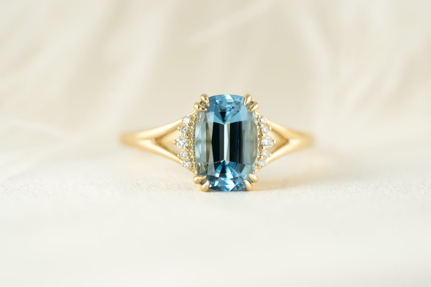 The Serendipity Ring | 1.76 CT Cushion Aquamarine