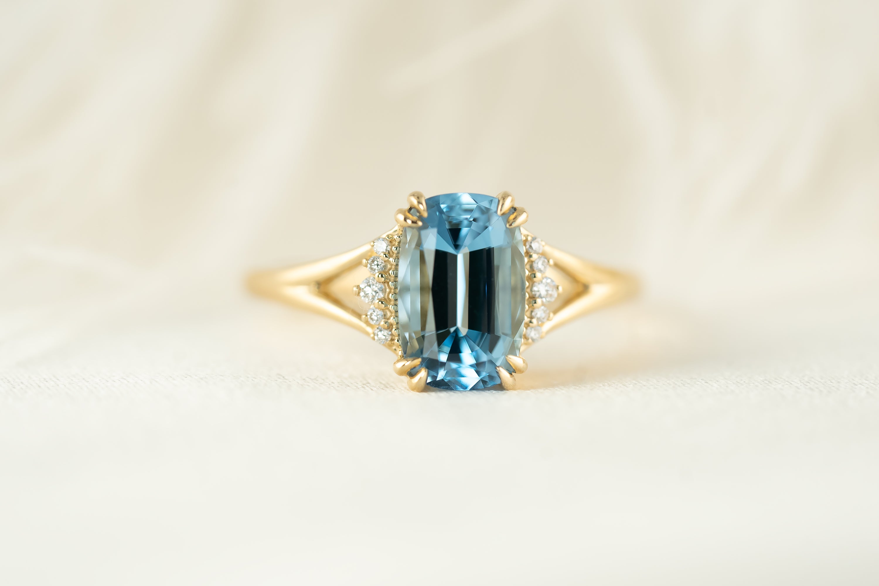 The Serendipity Ring | 1.76 CT Cushion Aquamarine - Lavender Creek Gems 