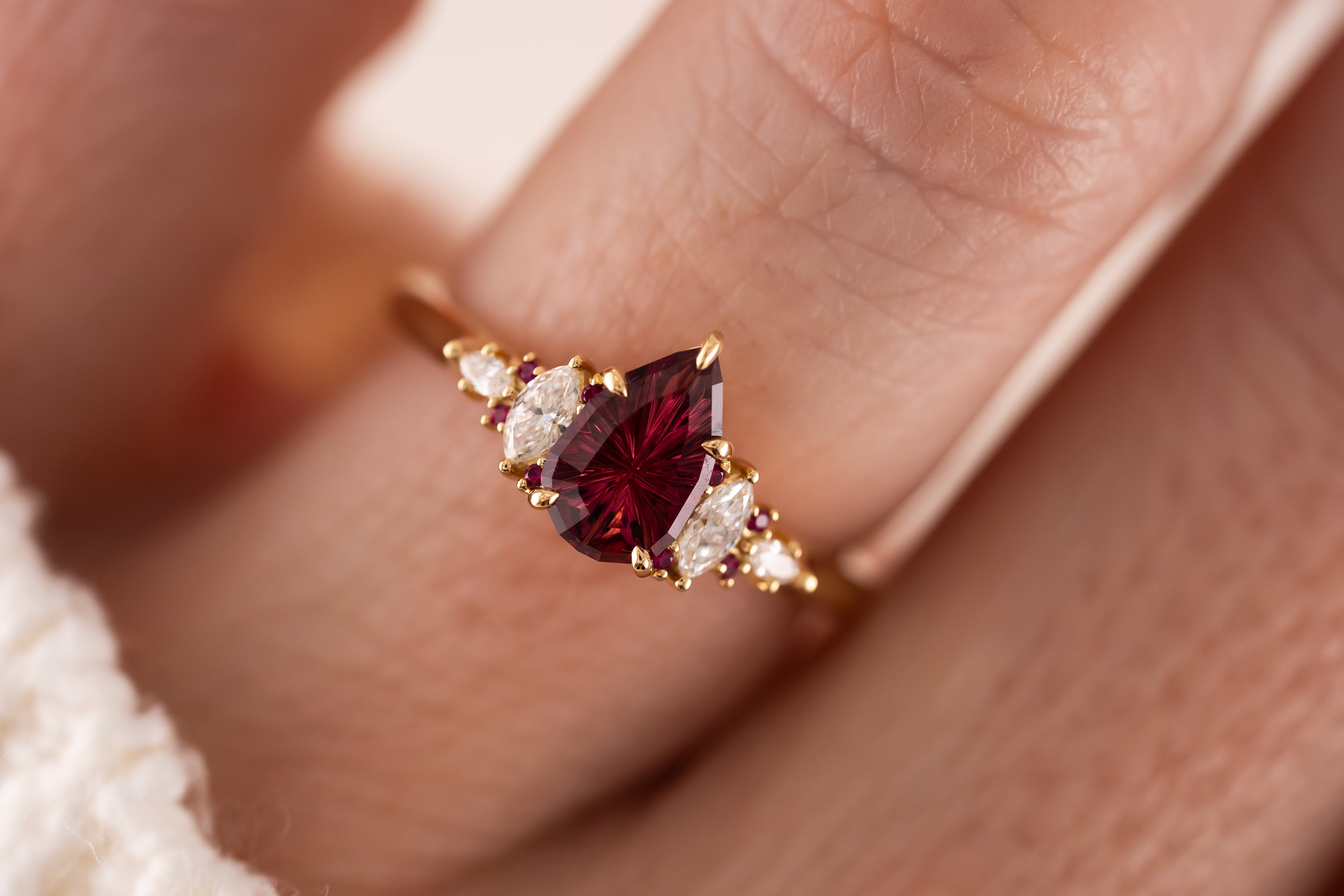 The Maeve Ring | 0.81 CT Pear Starbrite™ Ruby - Lavender Creek Gems 