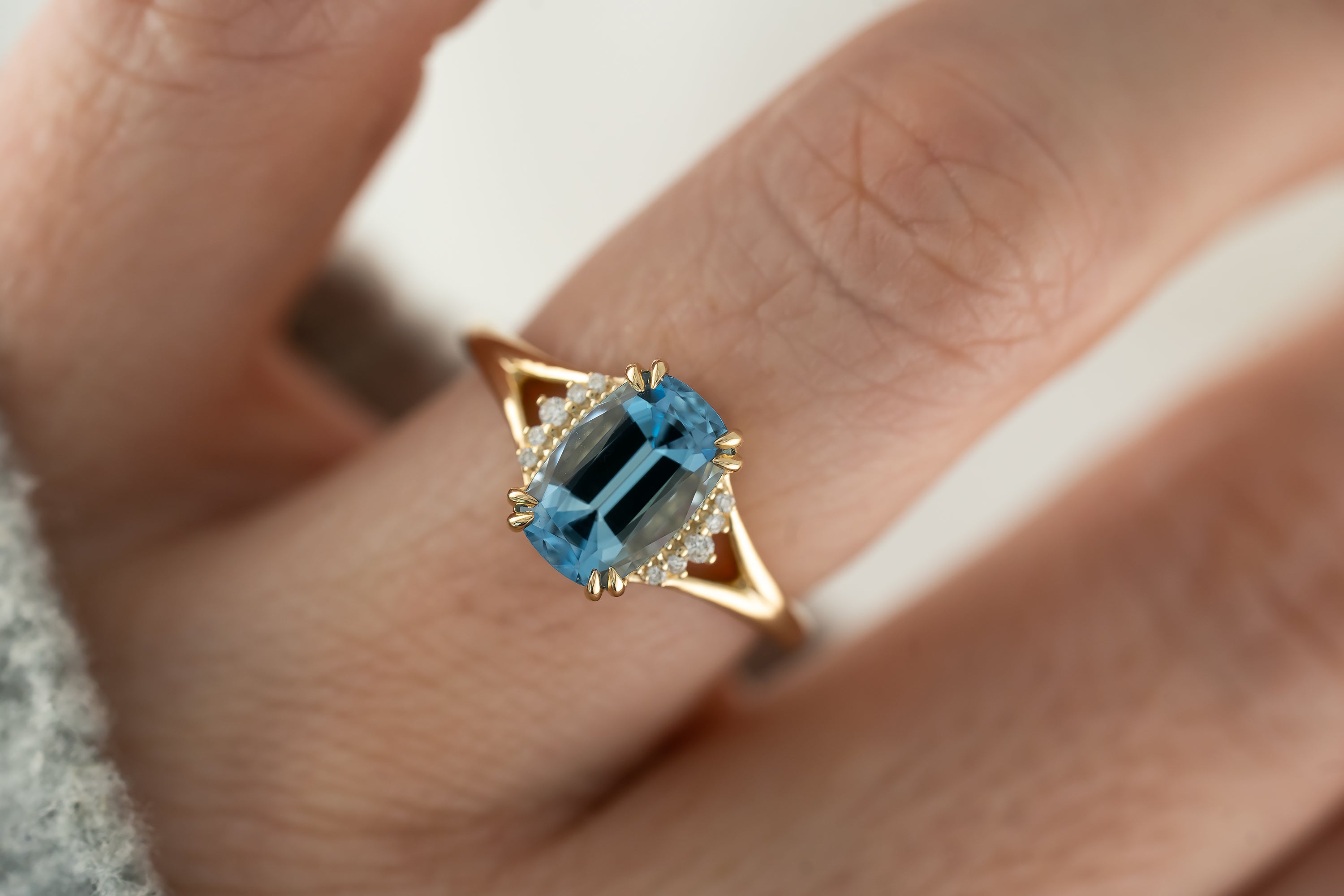 The Serendipity Ring | 1.76 CT Cushion Aquamarine - Lavender Creek Gems 