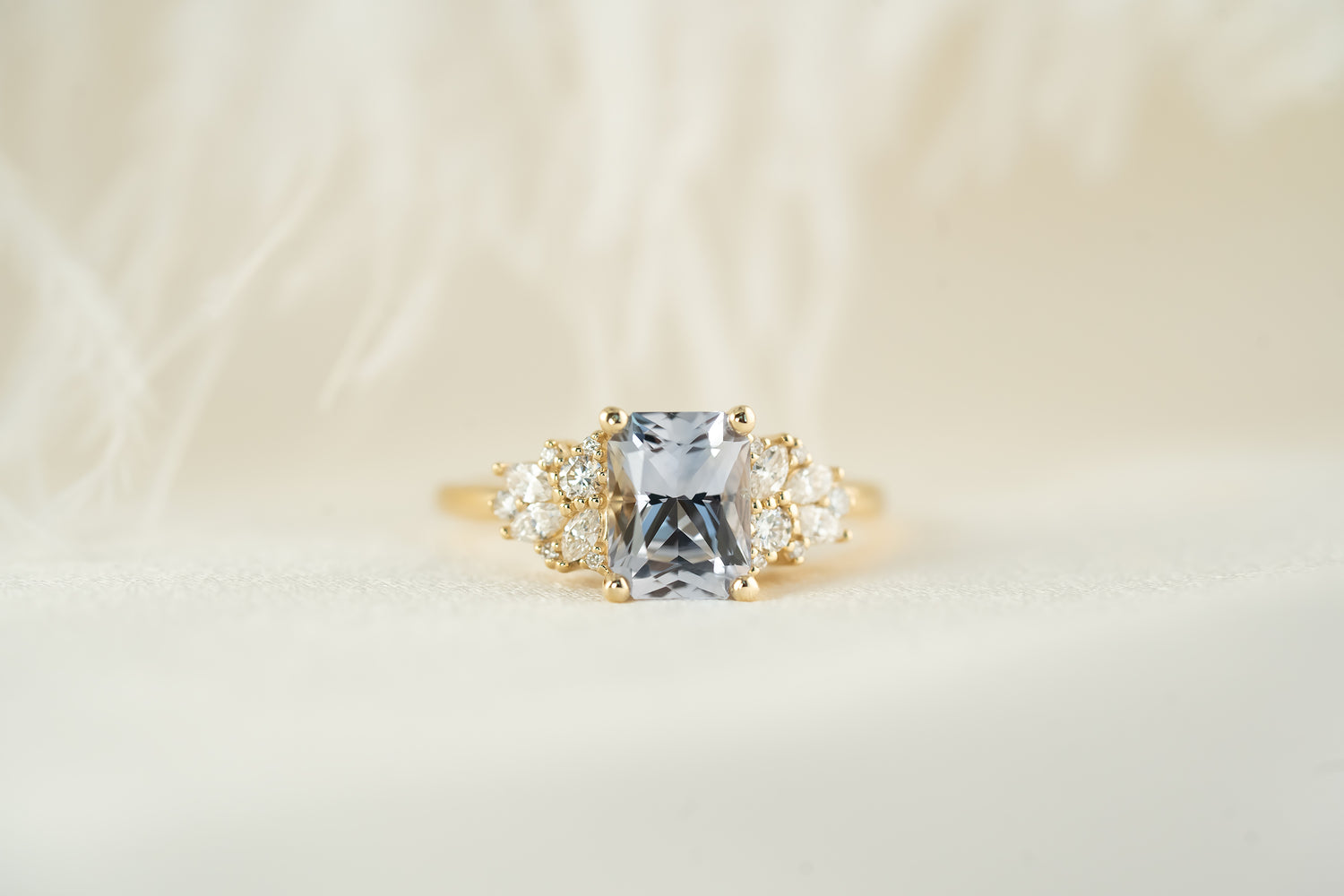 The Rosalie Ring |1.81 CT Radiant Gray Blue Sapphire