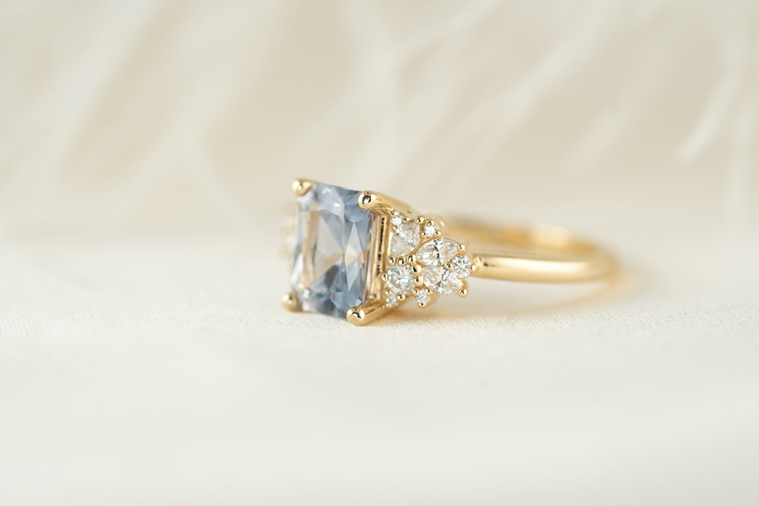 The Rosalie Ring |1.81 CT Radiant Gray Blue Sapphire