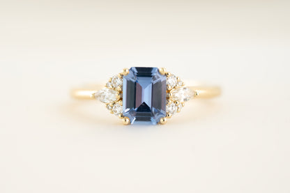 The Aya 1.34 CT Emerald Cut Blue Sapphire Ring - Lavender Creek Gems 