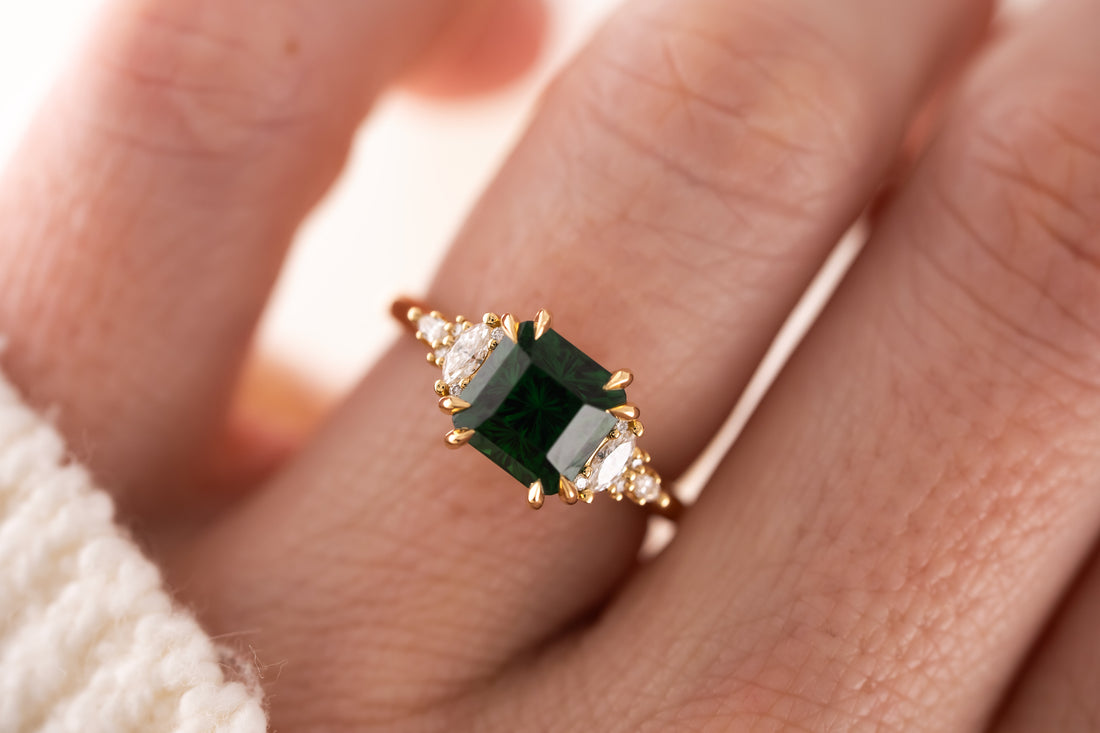 The Maeve Ring | 2.83 CT Radiant Concave Cut Tsavorite Garnet - Lavender Creek Gems 