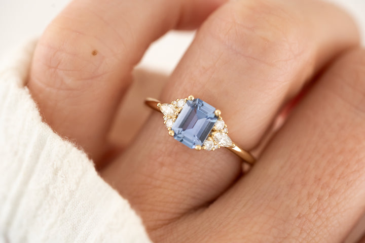 The Aya 1.34 CT Emerald Cut Blue Sapphire Ring