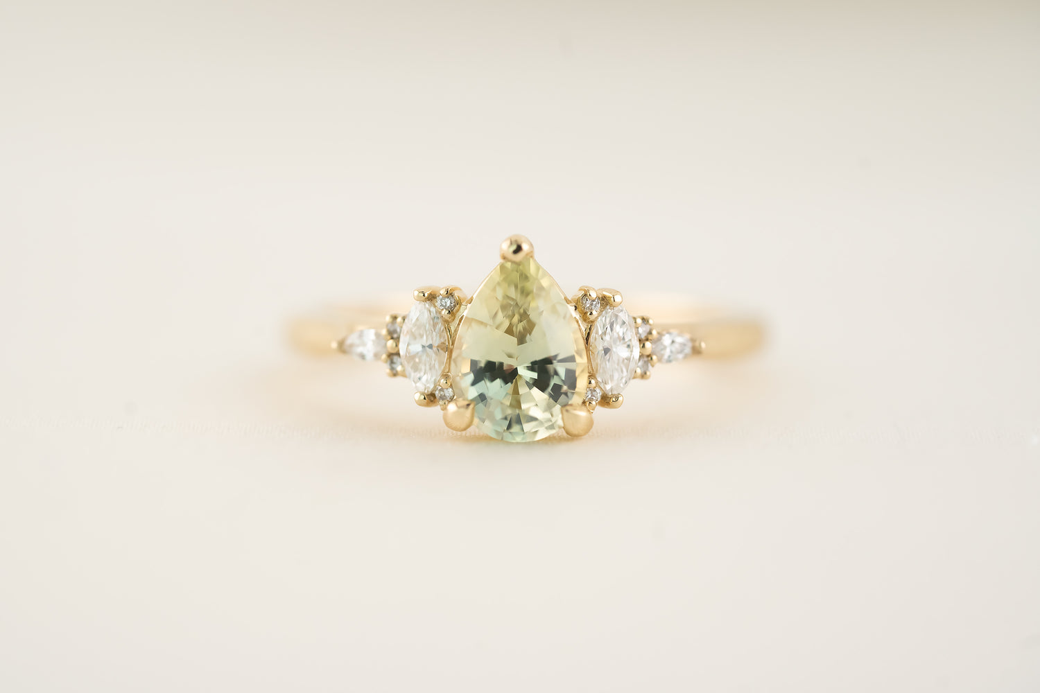 The Maeve - 1 CT Pear Mint Green Sapphire Ring - Lavender Creek Gems 