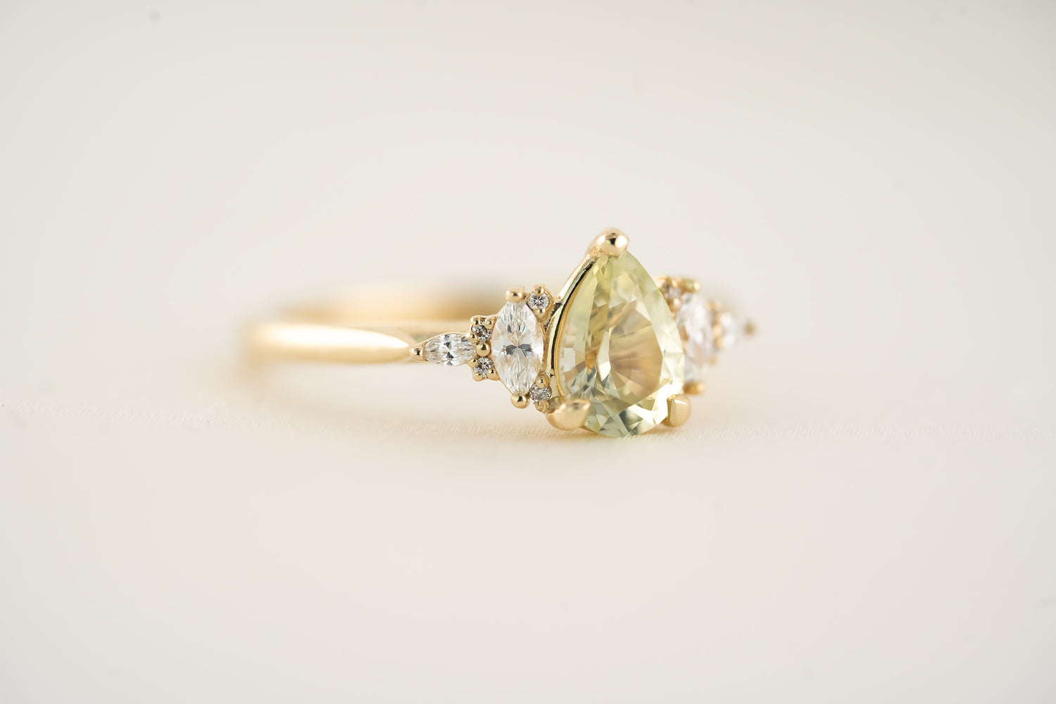 The Maeve - 1 CT Pear Mint Green Sapphire Ring - Lavender Creek Gems 