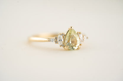 The Maeve - 1 CT Pear Mint Green Sapphire Ring - Lavender Creek Gems 