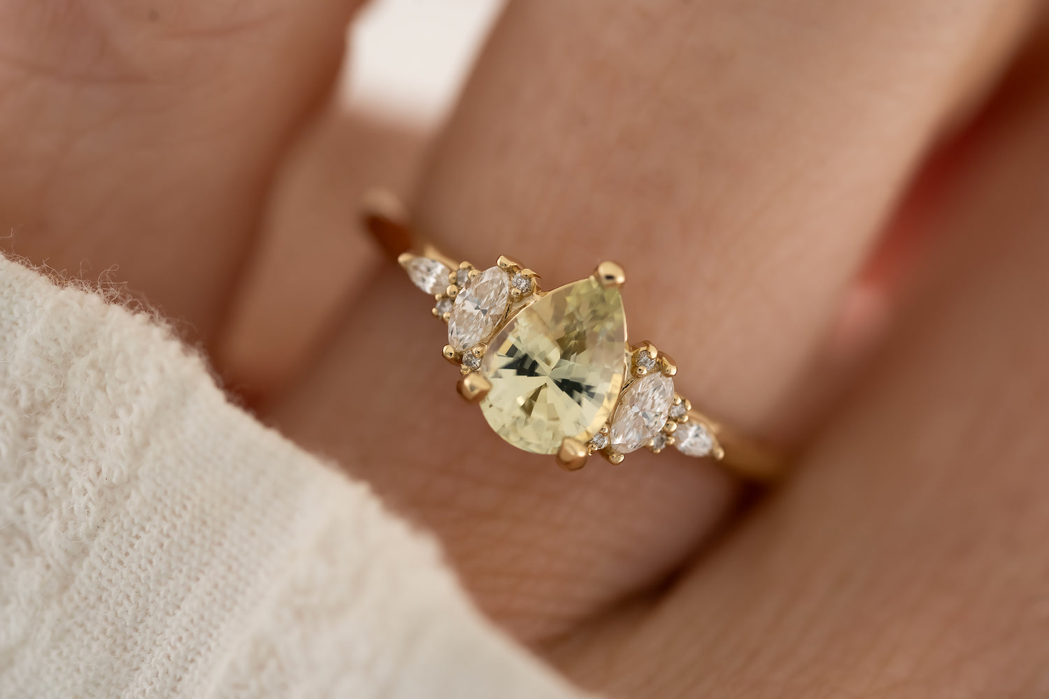 The Maeve - 1 CT Pear Mint Green Sapphire Ring - Lavender Creek Gems 