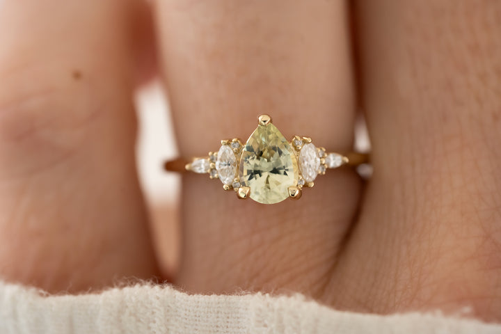 The Maeve - 1 CT Pear Mint Green Sapphire Ring