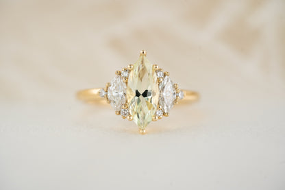 The Maren Ring | 1.1 CT Marquise Pastel Green/Yellow Sapphire - Lavender Creek Gems 