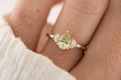 The Maeve - 1 CT Pear Mint Green Sapphire Ring - Lavender Creek Gems 