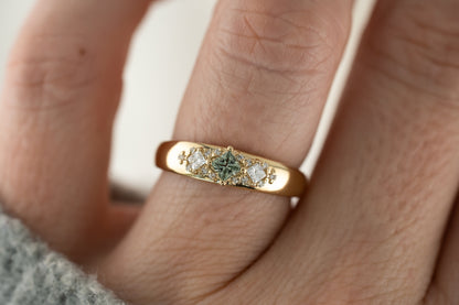 The Astral Ring | Princess Cut Green Sapphire